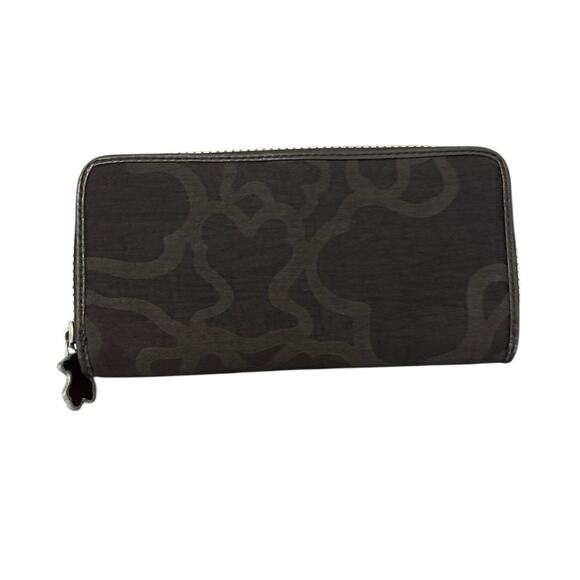 Tous Women's‎ Long Nylon Black Credit Card Cash Bifold Zip Wallet - Picture 14 of 16